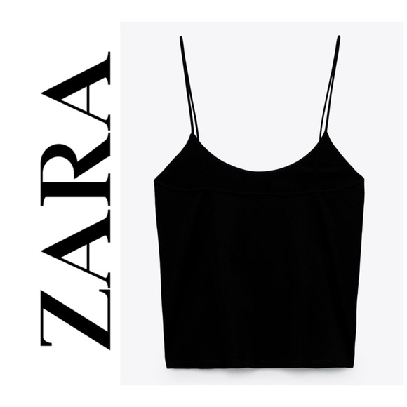 Zara cropped camisole tank, size M, black, NWT - Picture 1 of 11
